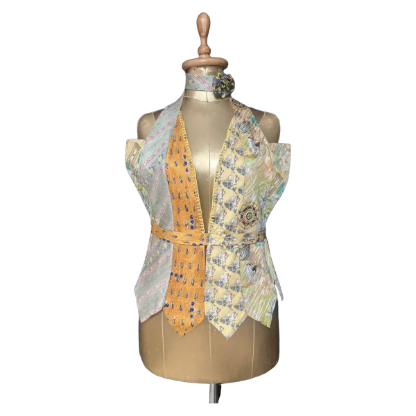 Handmade Upcycled Corset-Back Halter Vest Top & Choker