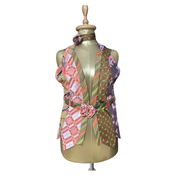Handmade Upcycled Corset-Back Halter Vest Top & Choker