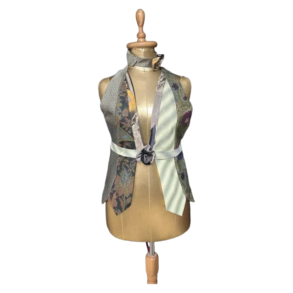 Handmade Upcycled Tie Halter Vest Top & Choker