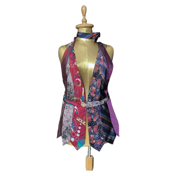 Handmade Upcycled Tie Halter Vest Top & Choker