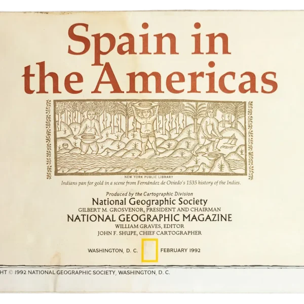 1992 National Geographic Spain in the Americas Map