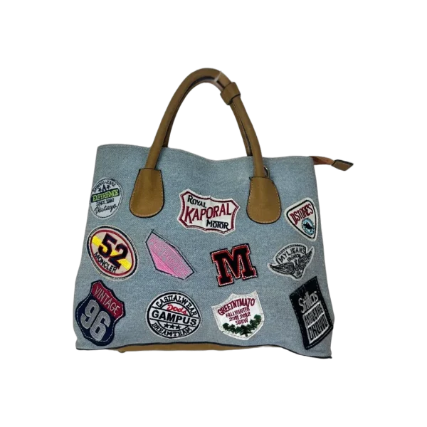 Patch Denim Tote Bag