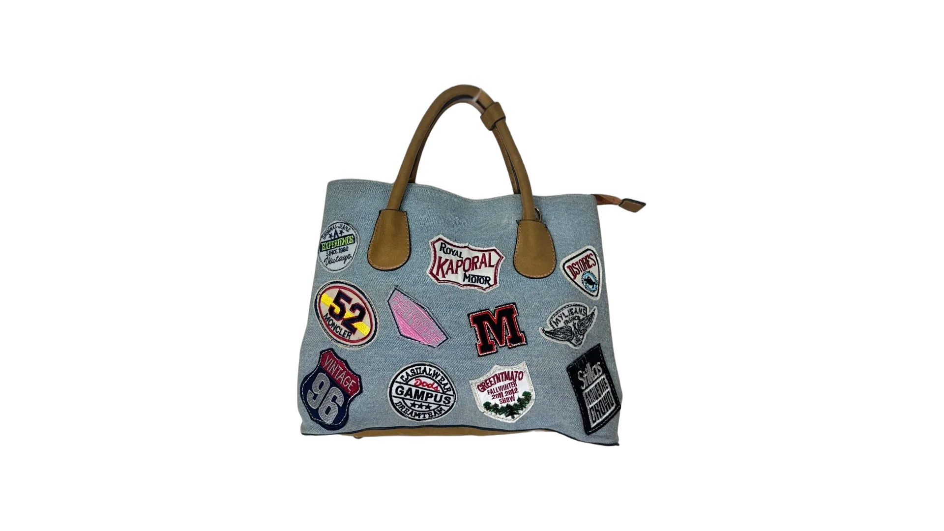 219 FNK289_01 Patch Denim Tote Bag - Image 1