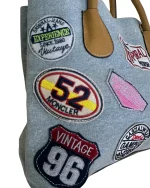 Patch Denim Tote Bag - Image 3