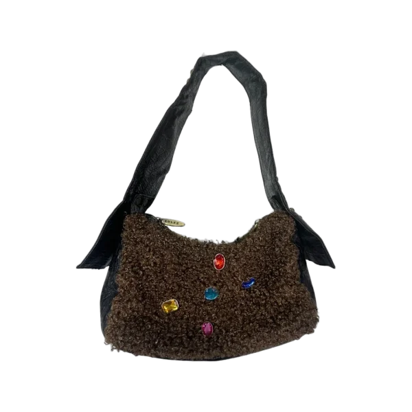 Aolee Teddy Gem Embellished Genuine Leather Bag