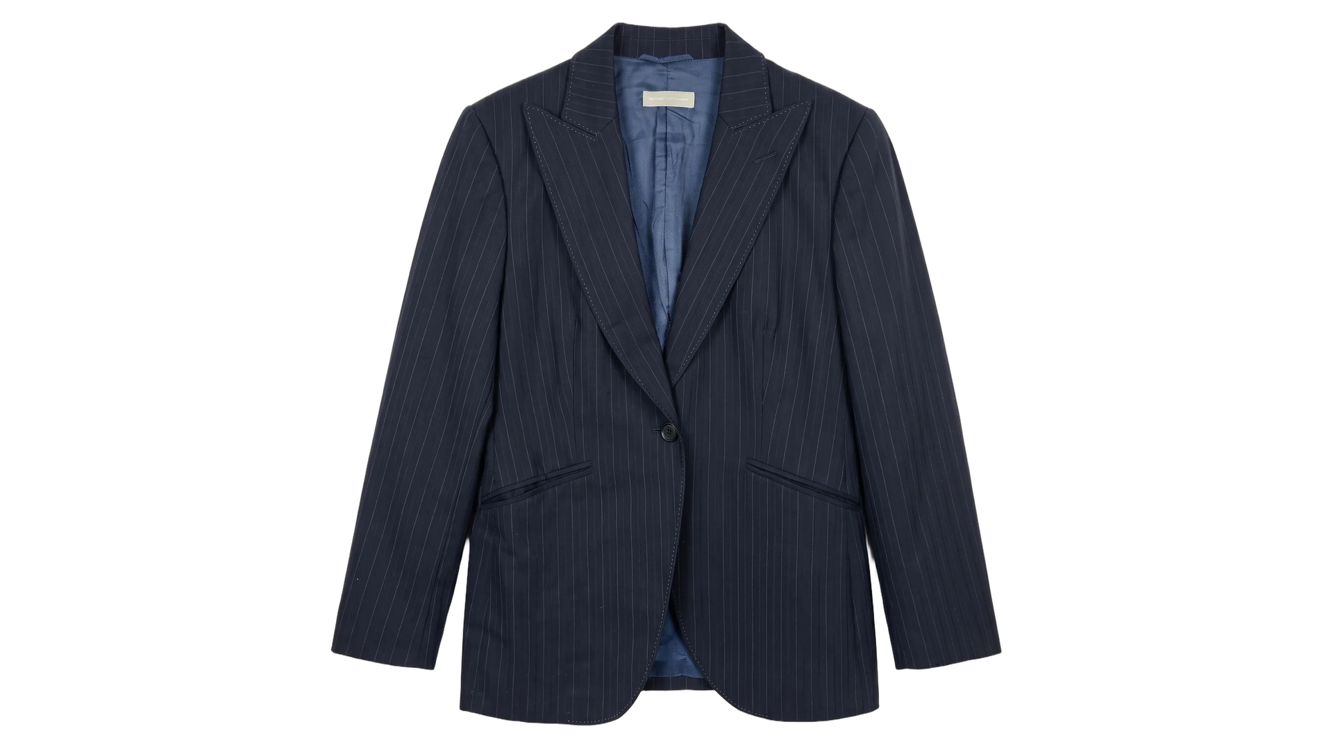 261 FNK294_01 Massimo Dutti Navy Pinstripe Wool Women's Blazer - Image 1