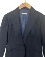 Massimo Dutti Navy Pinstripe Wool Women's Blazer - Image 3