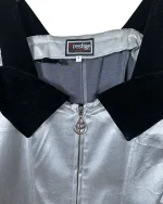 Prestige Satin Off Shoulder Velvet Collar Mini Dress Small - Image 4