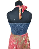 Y2K Halter Maxi Dress with Denim Bodice & Red Leather Belt Detail - Image 4