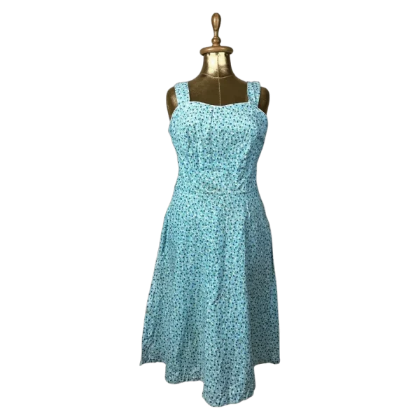 Blue Floral Midi Dress - Fits Like Medium/Large
