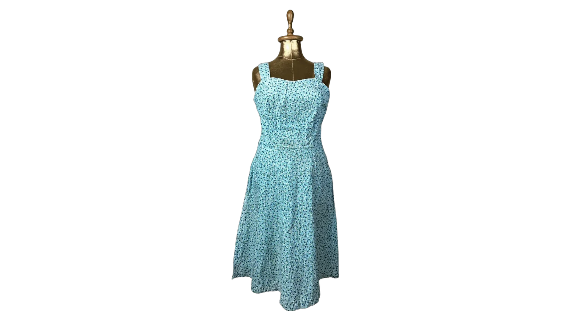 308 FNK304_01 Blue Floral Midi Dress - Fits Like Medium/Large - Image 1