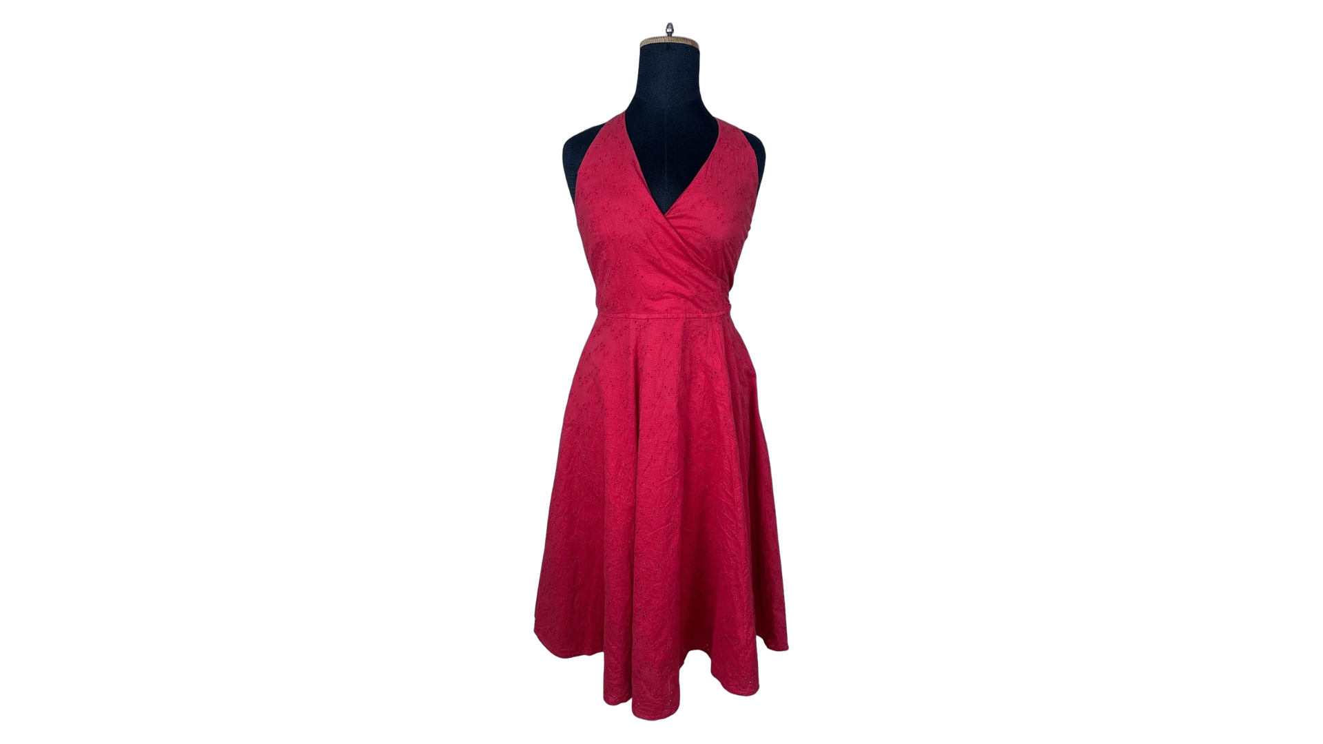 323 FNK307_01 Crossroads Halter Neck Red Dress - Size 10 - Image 1