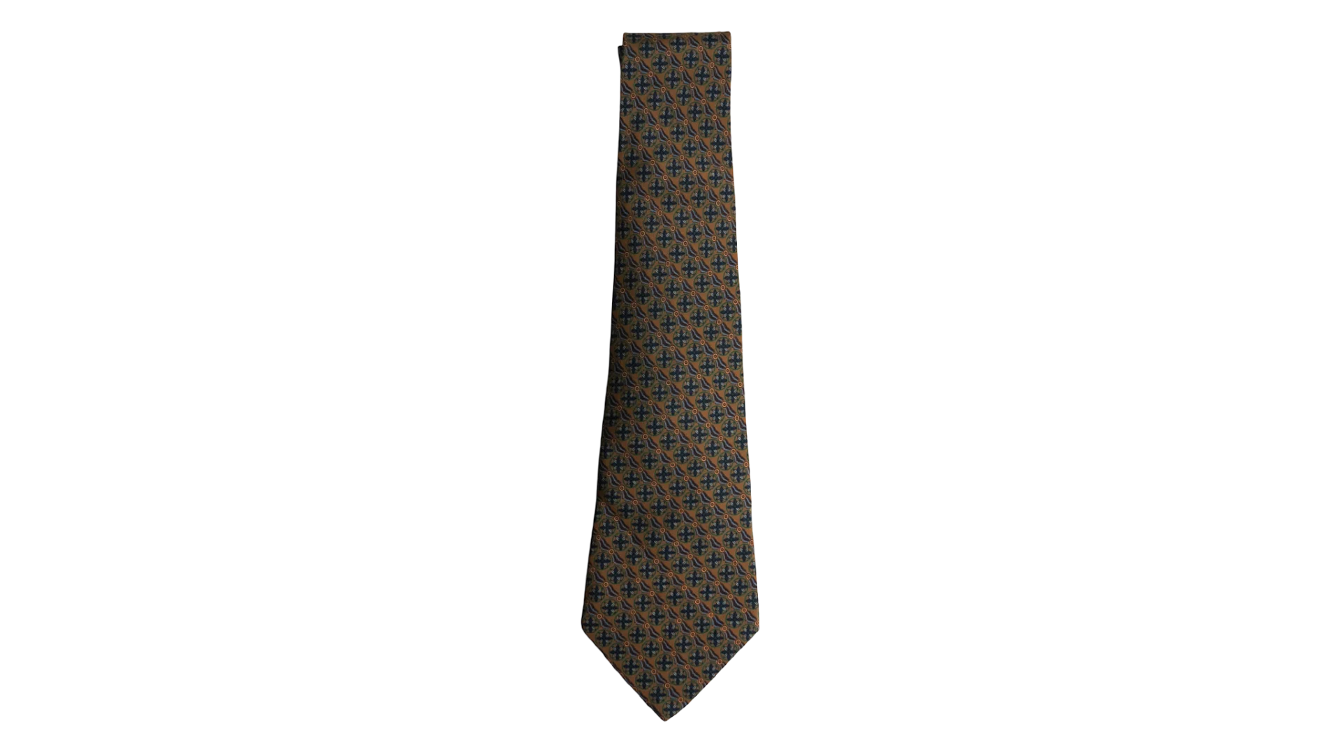34 DSC08884 34 Stefano Ricci Brown Blue Floral Medallion Necktie - Image 1