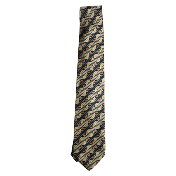 Laura Biagiotti Black Cream Paisley Stripe Necktie