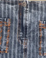 Y2K Striped Denim Graphic Skirt w/ front pockets - Image 2
