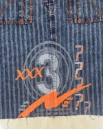 Y2K Striped Denim Graphic Skirt w/ front pockets - Image 3