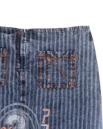 Y2K Striped Denim Graphic Skirt w/ front pockets - Image 6