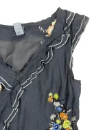 Y2K Ruffle Trim Embroidered Sheer Top - Image 3