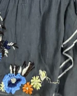 Y2K Ruffle Trim Embroidered Sheer Top - Image 5