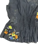 Y2K Ruffle Trim Embroidered Sheer Top - Image 6