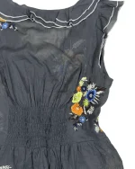 Y2K Ruffle Trim Embroidered Sheer Top - Image 9