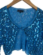 Y2K Electric Blue Sequin Cardigan - Image 3