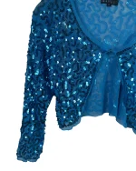 Y2K Electric Blue Sequin Cardigan - Image 4