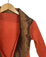 Rust Knit Tie-Front Cardigan with Satin Trim - Image 2