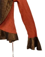 Rust Knit Tie-Front Cardigan with Satin Trim - Image 3