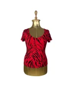 Y2K Tiger Print Scoop Neck Fitted Top - Image 2