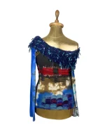 Y2K Save The Queen Mixed Print Off-Shoulder Statement Top - Image 8