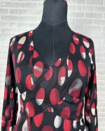 2000s Abstract Print Wrap-Style Fitted Top - Image 2