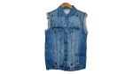Twist Embellished Denim Vest with Raw Edges