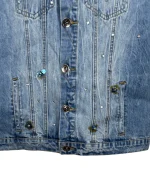 Twist Embellished Denim Vest with Raw Edges - Image 4