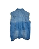 Twist Embellished Denim Vest with Raw Edges - Image 5