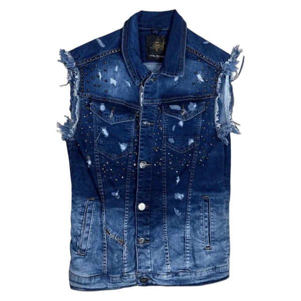 Mario Morato Studded Denim Vest with Raw Edges