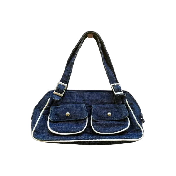 Y2K Denim Pocket Shoulder Bag