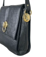 Leather Croc-Embossed Crossbody Messenger Bag - Image 4