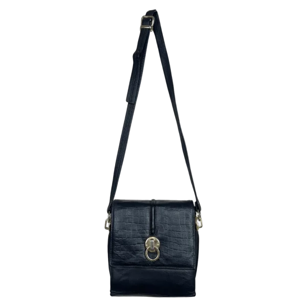 Leather Croc-Embossed Crossbody Messenger Bag