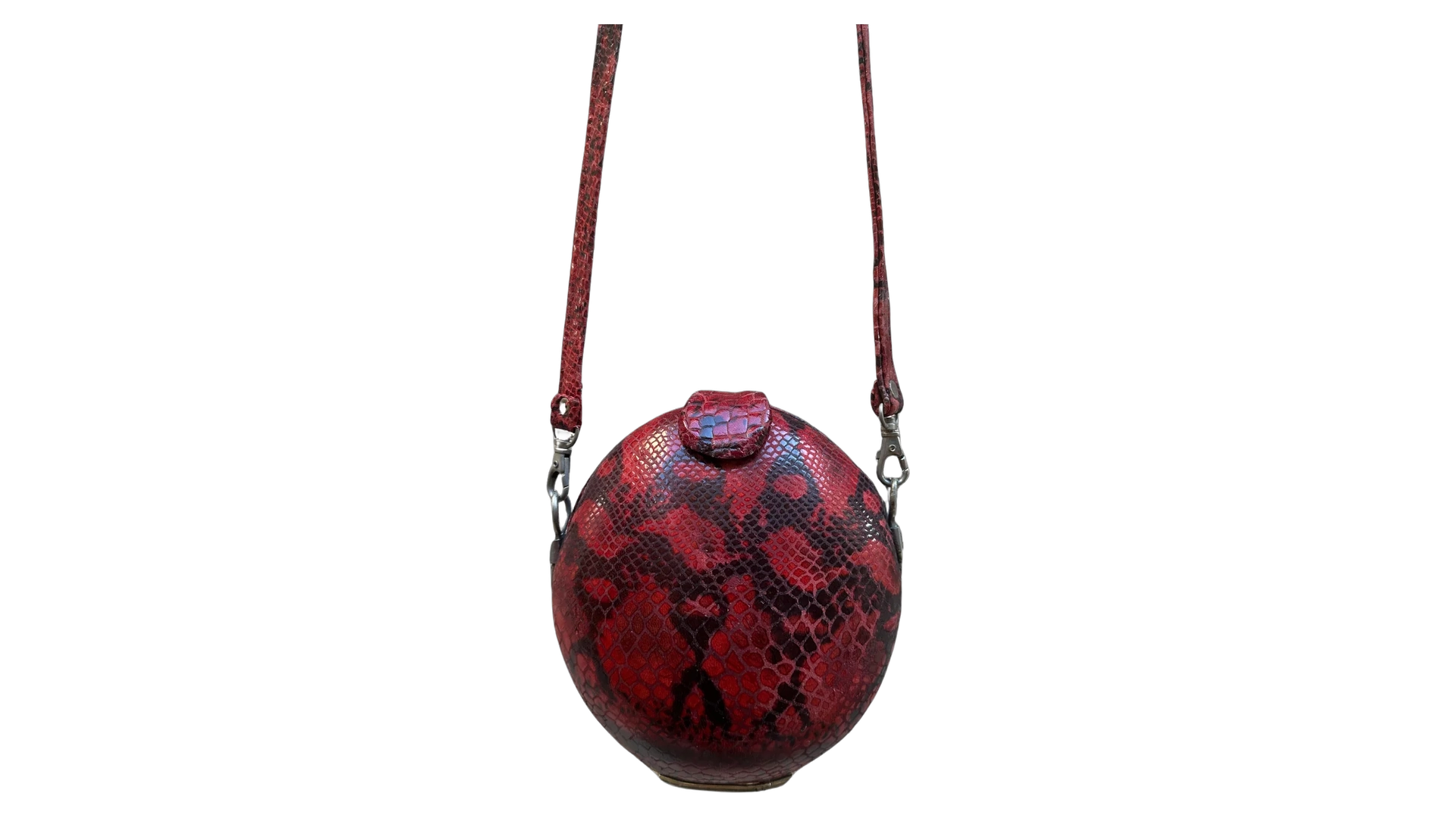 FNK325 Snake Print Round Statement Bag - Image 1