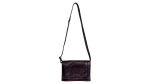 Embossed Egyptian Motif Burgundy Genuine Leather Crossbody Bag