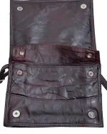 Embossed Egyptian Motif Burgundy Genuine Leather Crossbody Bag - Image 6