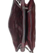 Embossed Egyptian Motif Burgundy Genuine Leather Crossbody Bag - Image 7