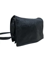 Genuine Leather Embossed Egyptian Motif Black Crossbody Bag - Image 10