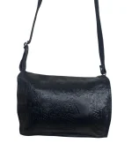 Genuine Leather Embossed Egyptian Motif Black Crossbody Bag - Image 2