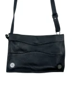 Genuine Leather Embossed Egyptian Motif Black Crossbody Bag - Image 9