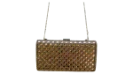Rhinestone Studded Metallic Evening Clutch Bag