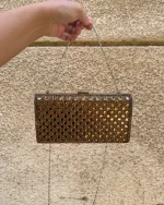 Rhinestone Studded Metallic Evening Clutch Bag - Image 2