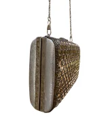 Rhinestone Studded Metallic Evening Clutch Bag - Image 3