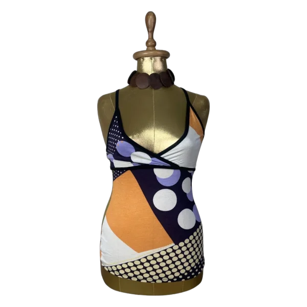 Y2K Abstract Geometric Polka Dot Cami